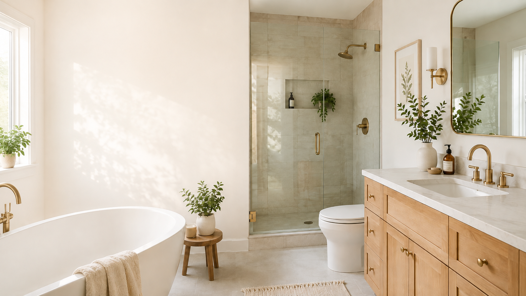 A clean, modern residential bathroom